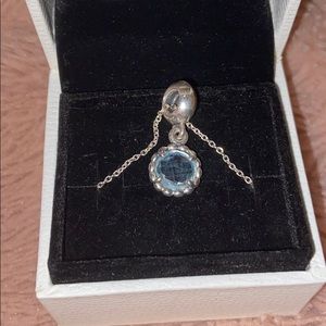 Aqua Blue Charm and Silver Chain Pandora Necklace